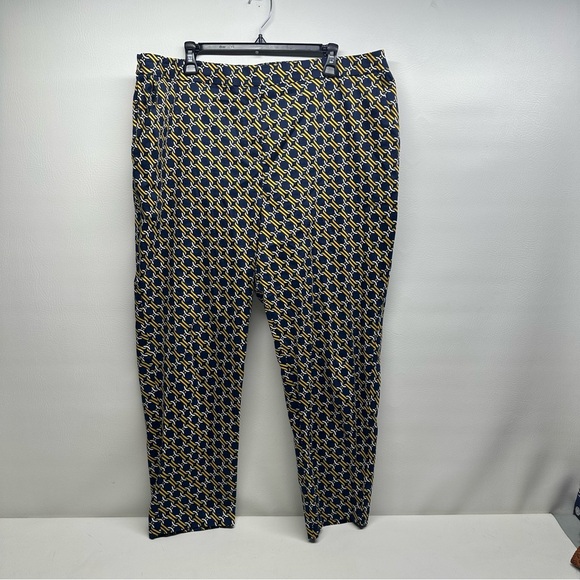 BODEN Glorious British style pull on size 16/18 Navy and Yellow Patterned Pants - Picture 2 of 10